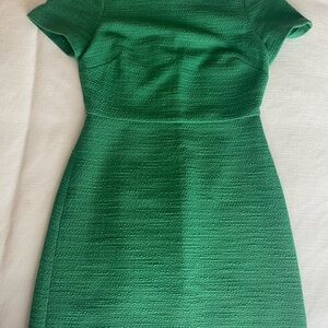Ann Taylor Green Sheath Dress with Pleated Texture